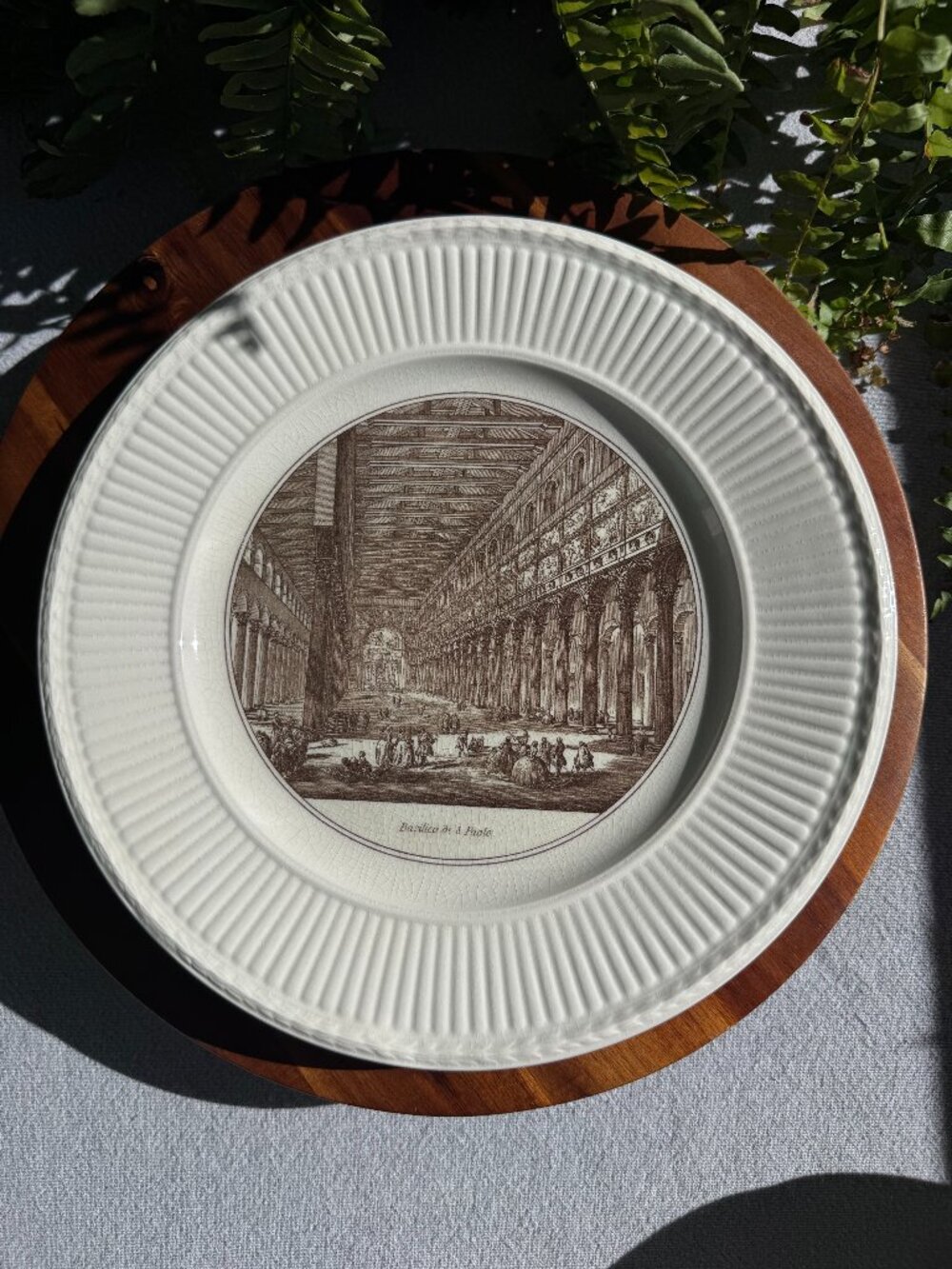 Vintage Wedgwood Piranesi Plate Basilica St Paul Rome Edme Fluted Cabinet China